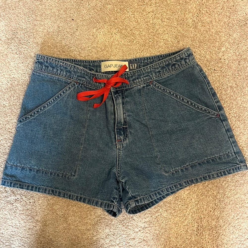 Vintage jean shorts with red detailing
